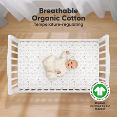 KeaBabies SnugFit Tech keeps the crib sheet in place