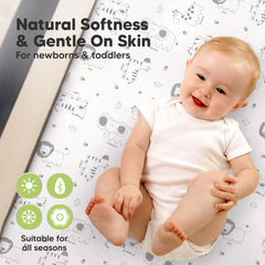 KeaBabies SnugFit Tech eases fitting on a mini-crib sheet.