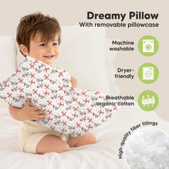Soft, breathable pillowcase keeps the pillow comfortable through seasons.