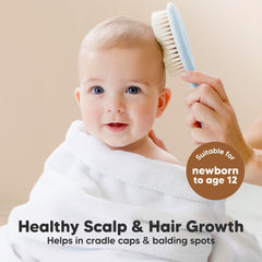 KeaBabies soft goat bristle brush closeup promotes comfortable scalp massages.