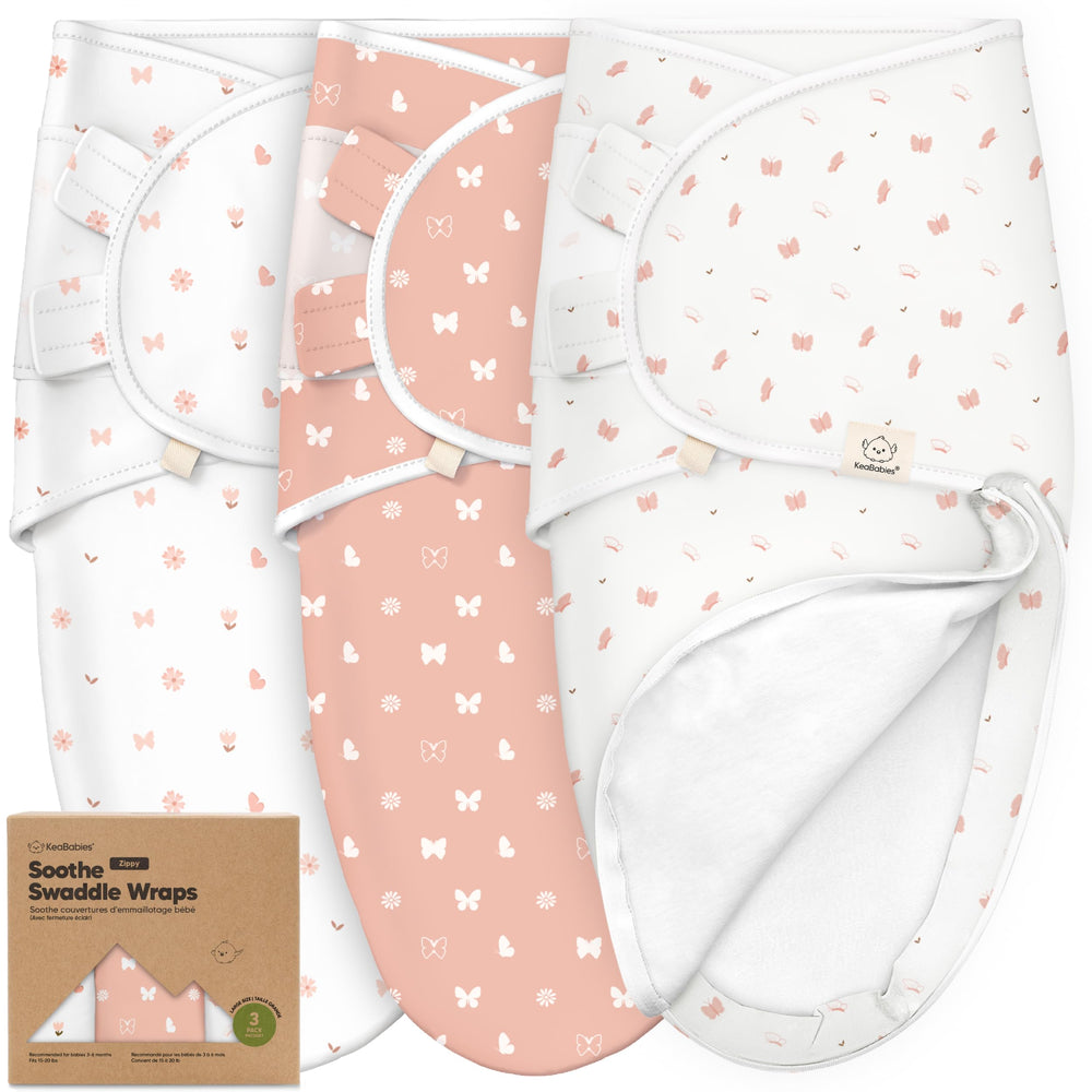 KeaBabies Soothe Zippy Swaddle Sleep Sack on baby for secure, cozy sleep.
