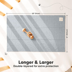 KeaBabies Stria burp cloth demonstrates large coverage for spills