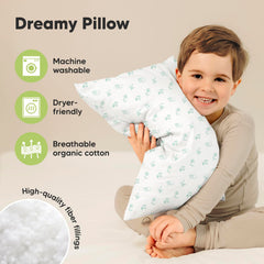 KeaBabies machine-washable toddler pillow stays clean between uses.