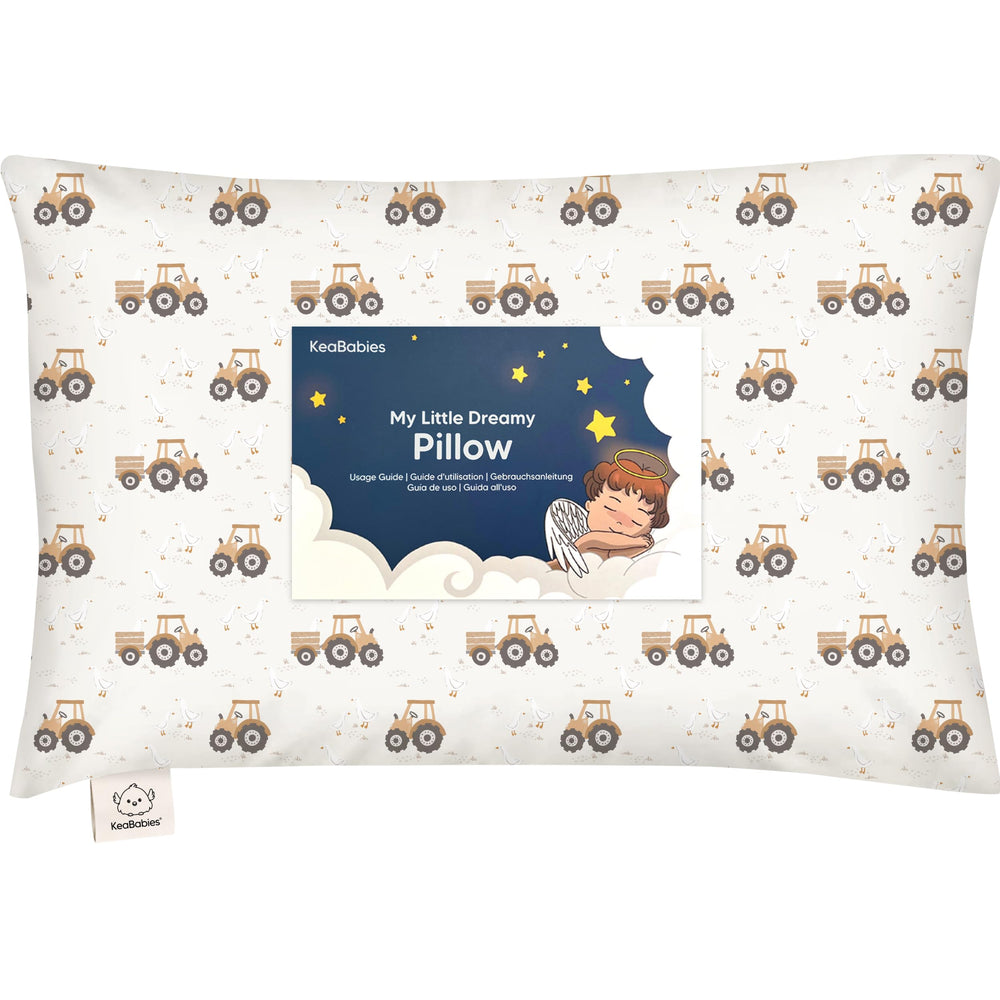 KeaBabies toddler pillow 13x18 with tractor print provides ergonomic neck support for toddlers