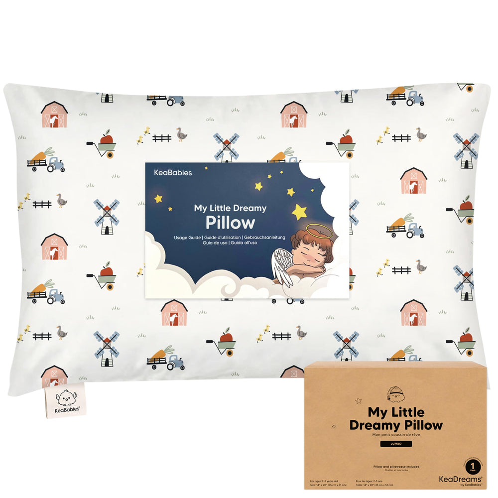 KeaBabies jumbo toddler pillow 14x20 with ergonomic support for comfy naps.