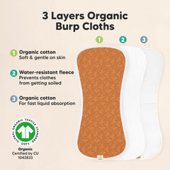 KeaBabies 21x10 size burp cloth shown for quick protection during feeds