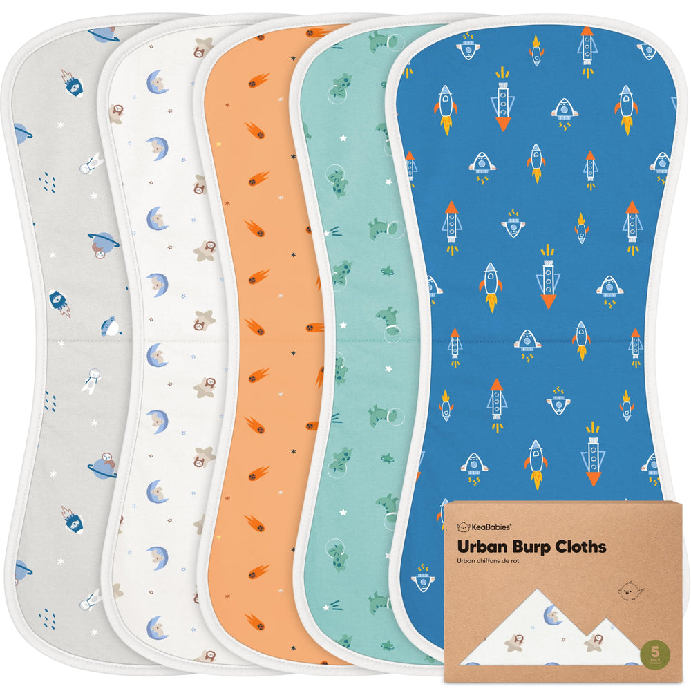 KeaBabies urban burp cloths 5-pack absorbent for mess-free feeding moments