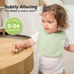 Adjustable nickel-free snaps on KeaBabies Urban Quin bib for growing babies