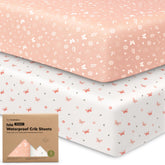 KeaBabies waterproof crib sheet with butterfly print keeps mattress dry and clean