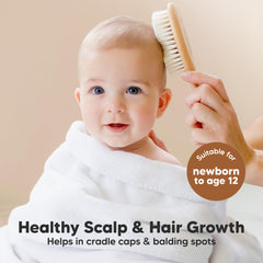 KeaBabies wooden baby hair brush for wet and dry hair use during bath and styling.