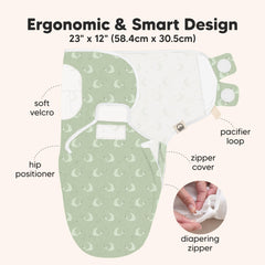 KeaBabies ZipClose Swaddle enables easy diaper changes without unwrapping.