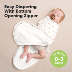 KeaBabies 3-pack swaddle with zippered design enables quick diaper changes.