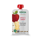 Kekoa Foods Apple Ginger Purée pouch front view for convenient, clean baby nutrition on the go