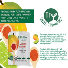 Kekoa Foods Mango Paprika ingredients close-up, three-ingredient blend.