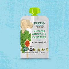 Kekoa Foods Peas & Mint puree offers fiber-rich, fresh herb notes in a convenient pouch.