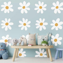 KeLay Fs large daisy wall decals create playful charm in nurseries and kids’ spaces.