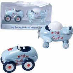 Kelli's Gifts keepsake with race car motif for baby's first tooth memory.