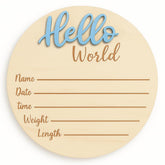 KEMINA BLANKETS Hello World blue sign for baby announcements and photos