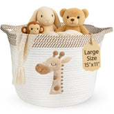 KEMINA BLANKETS giraffe storage basket in nursery, ideal for toy organization