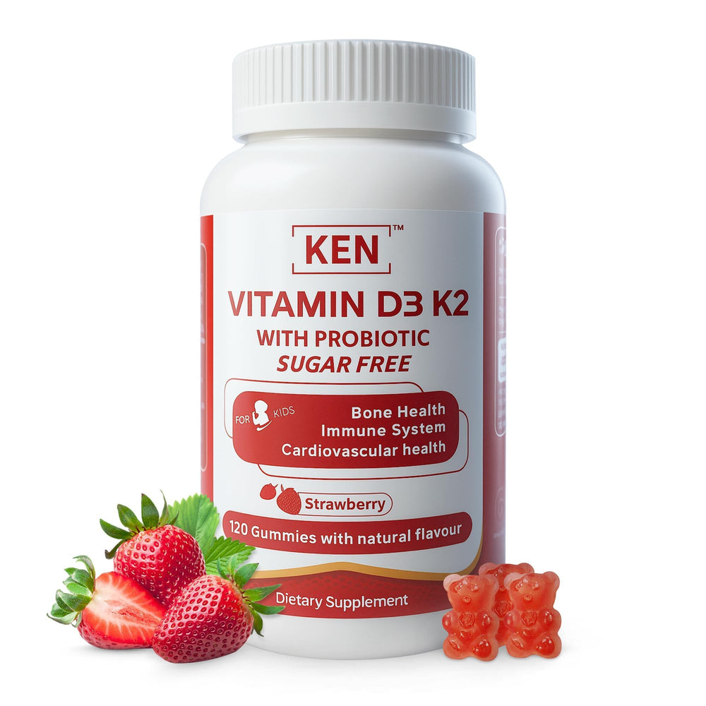 KEN Vitamin D3 K2 for kids bottle pour for calcium support.