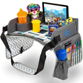 Kenley Kids Travel Tray main view in blue-gray showing backseat organization