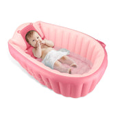 KENPUAZ inflatable baby bath tub pink with soft walls, gentle wash time for infants.