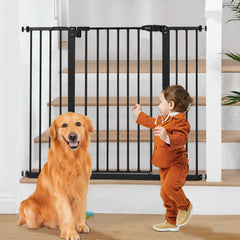 keny 36-inch extra-tall gate on stairs for safer stair transitions.