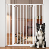 keny 51-inch extra tall cat gate in doorway keeps pets contained with white finish