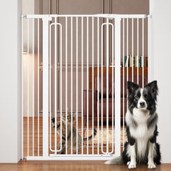 keny 51-inch extra tall cat gate in doorway keeps pets contained with white finish