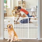 Keny baby gate in wide stair setup showing adjustable width for large openings