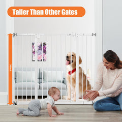 keny baby gate width range 29 to 42.5 inches, adjustable for doorways.