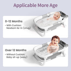 Kerbwry baby bath tub showing soft towel for gentle post-bath dryness.