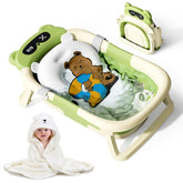 Kerbwry collapsible baby tub folded for compact storage and travel.