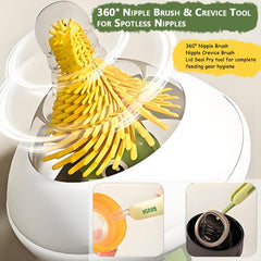 Kesttenn 360-degree nipple brush hugs all sides for spotless nipple cleaning.