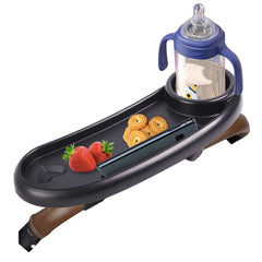 KEUYE Nuna snack tray assembly facilitates quick, tool-free setup on compatible strollers.