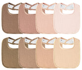 Kewlife gift muslin baby bibs 8-pack front view shows absorbent front fabric catching drool