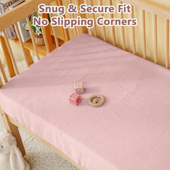 Kewlife Gift muslin crib sheet 9in-pockets fits standard cribs securely