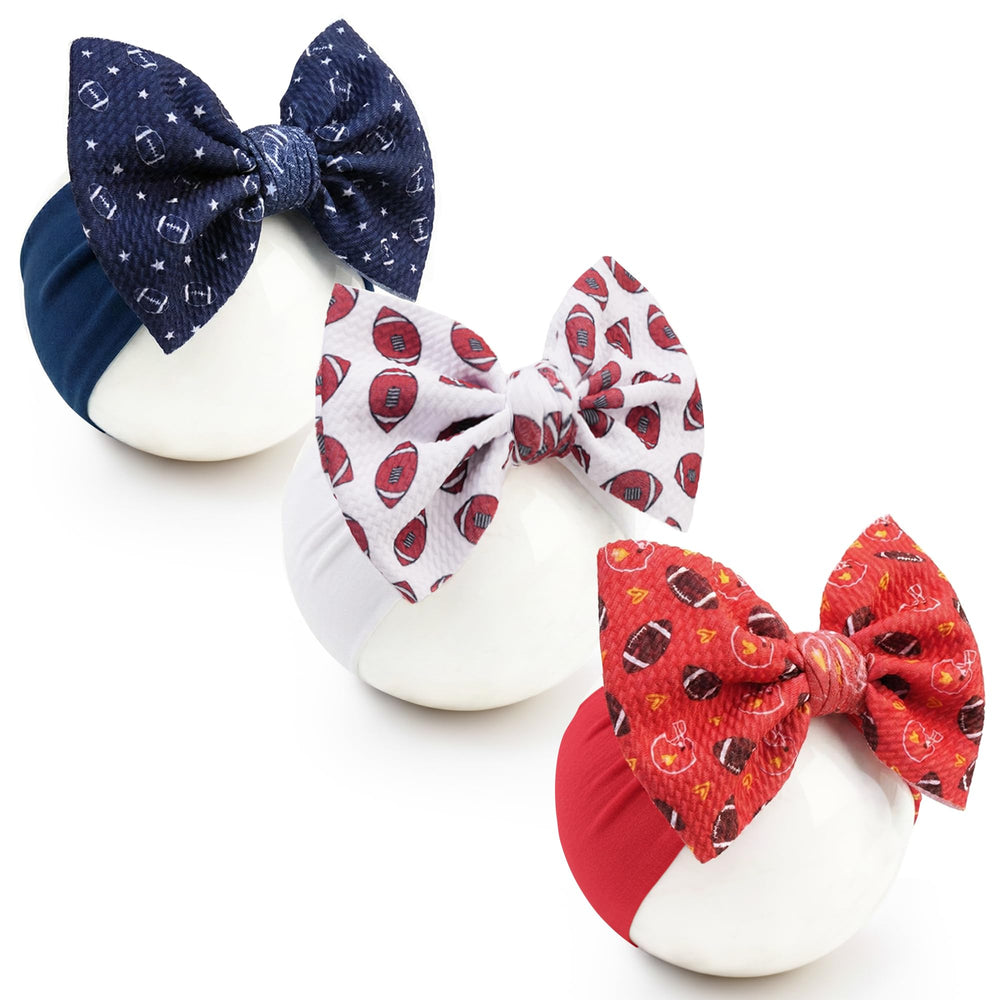 Kexinstar football baby bow headband navy, soft stretch for comfortable everyday wear.