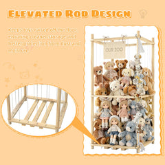 Keyixize stuffed animal storage organizer wooden construction with rounded edges