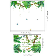 KHayRovies green plant wall decal creates a modern living room accent.