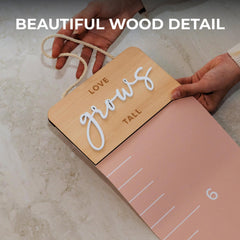 KIBAGA growth chart pink design blends with bedroom decor and spark joy.