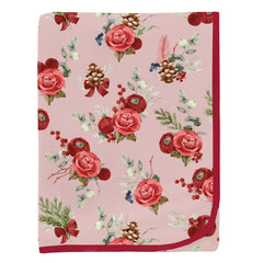 KicKee Print Swaddle Blanket Rose Holiday Floral offers silky softness and breathable comfort for baby