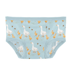 KicKee Training Pants Stormy Sea Sunflower design supports breathable, stretchy fit for transitions.