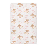 KICPOAY animal bear pink ribbon pattern playard sheet adds cozy style to napping areas