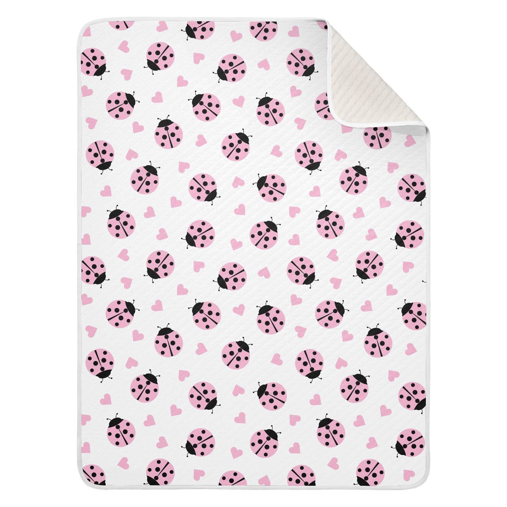 KICPOAY Ladybug Heart Pink Swaddle blanket, soft comfort for newborns.