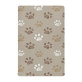 KICPOAY brown dog paws crib sheet close-up showing soft stretch fabric for baby comfort.