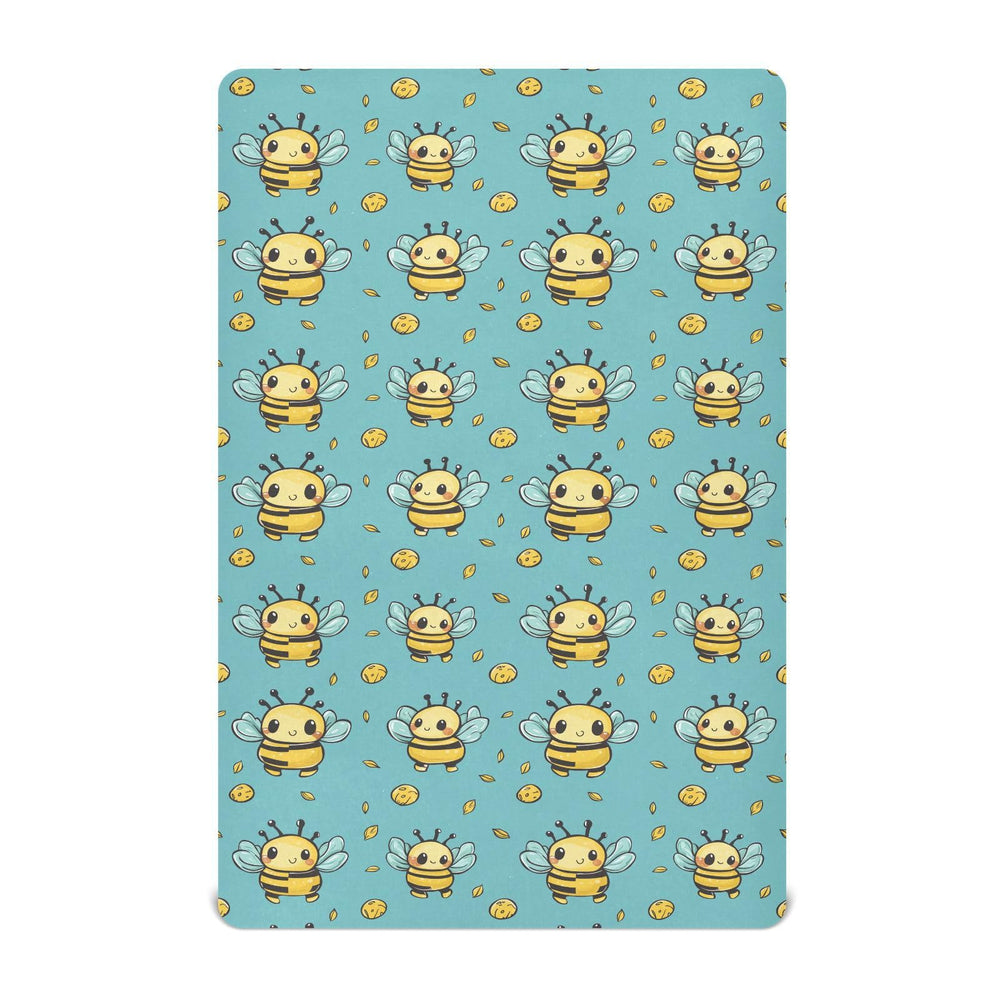 KICPOAY fitted crib sheet with cartoon bee holding honey pot for cozy naps