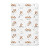 KICPOAY fitted crib sheets with white bears and clouds offer cozy nights.