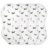 KICPOAY muslin burp cloth with Siberian Husky pattern, soft and absorbent for newborns.