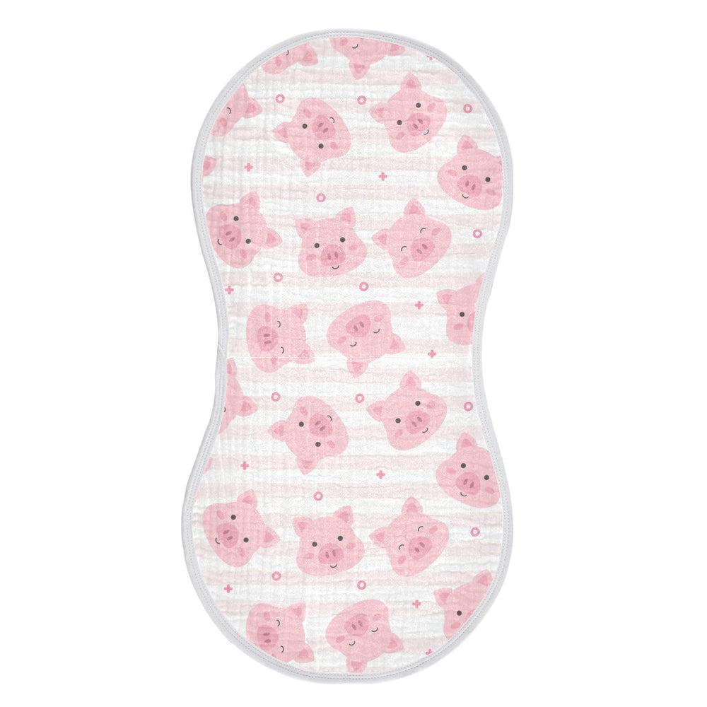 KICPOAY pink pigs stripes burp cloth protects outfits during feeding and burping sessions.